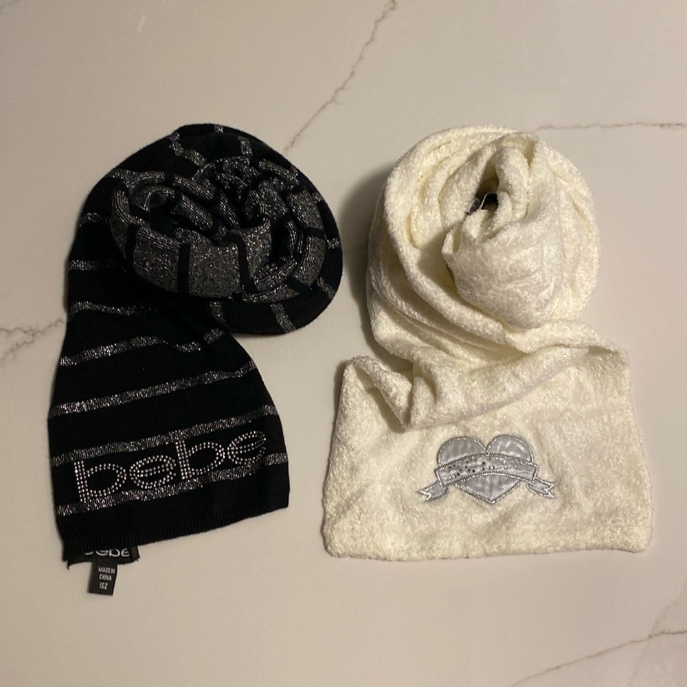 2-Set BEBE scarves silver/black and black/white